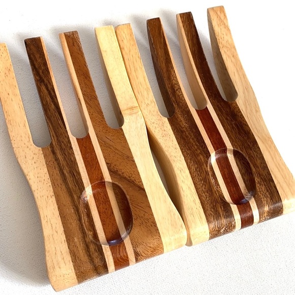 Wooden Salad Forks set, mid century dinner utensils - Picture 2 of 6